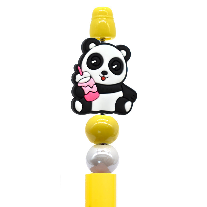 Wholesale Random100pcs/pack DIY Cute Cartoon Panda Beaded Pen Pvc Soft Glue Focus Beads